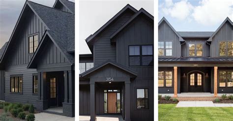 farm house with black metal front door|single level black farmhouse homes.